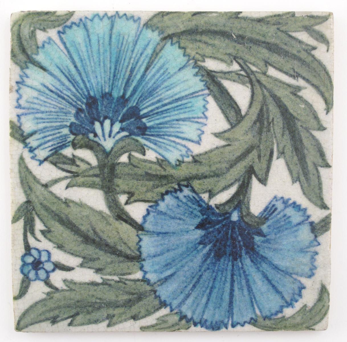 Appraisal: A large William De Morgan Chelsea Period carnation tile