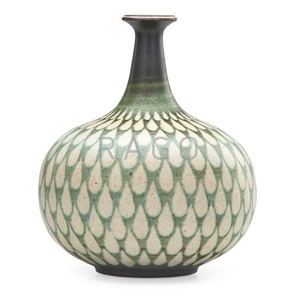 Appraisal: HARRISON McINTOSH Bottle-shaped vase Condition Report No damage