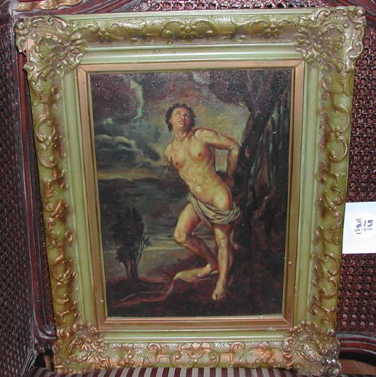 Appraisal: Contiental School th Century Partially Clad Male Nude oil on