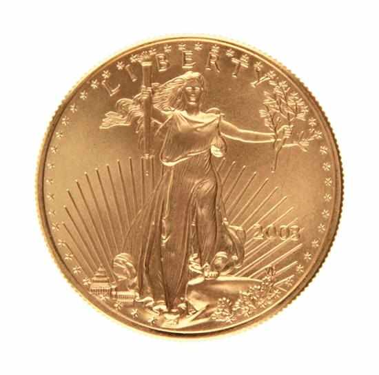 Appraisal: US American Eagle gold coin obverse with Walking Liberty figure