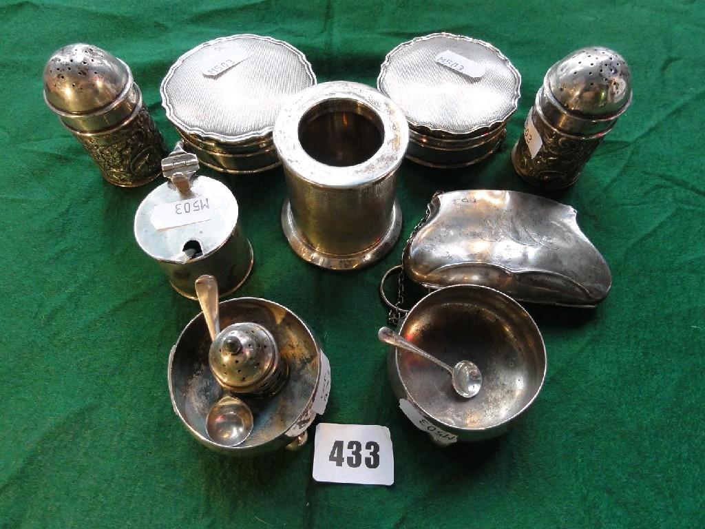 Appraisal: A collection of miscellaneous silverware including two trinket boxes with