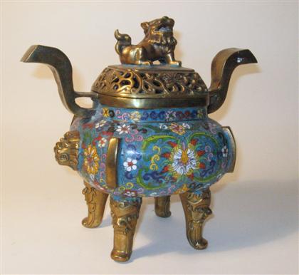 Appraisal: Large Chinese gilt metal and cloisonne censerming mark to base