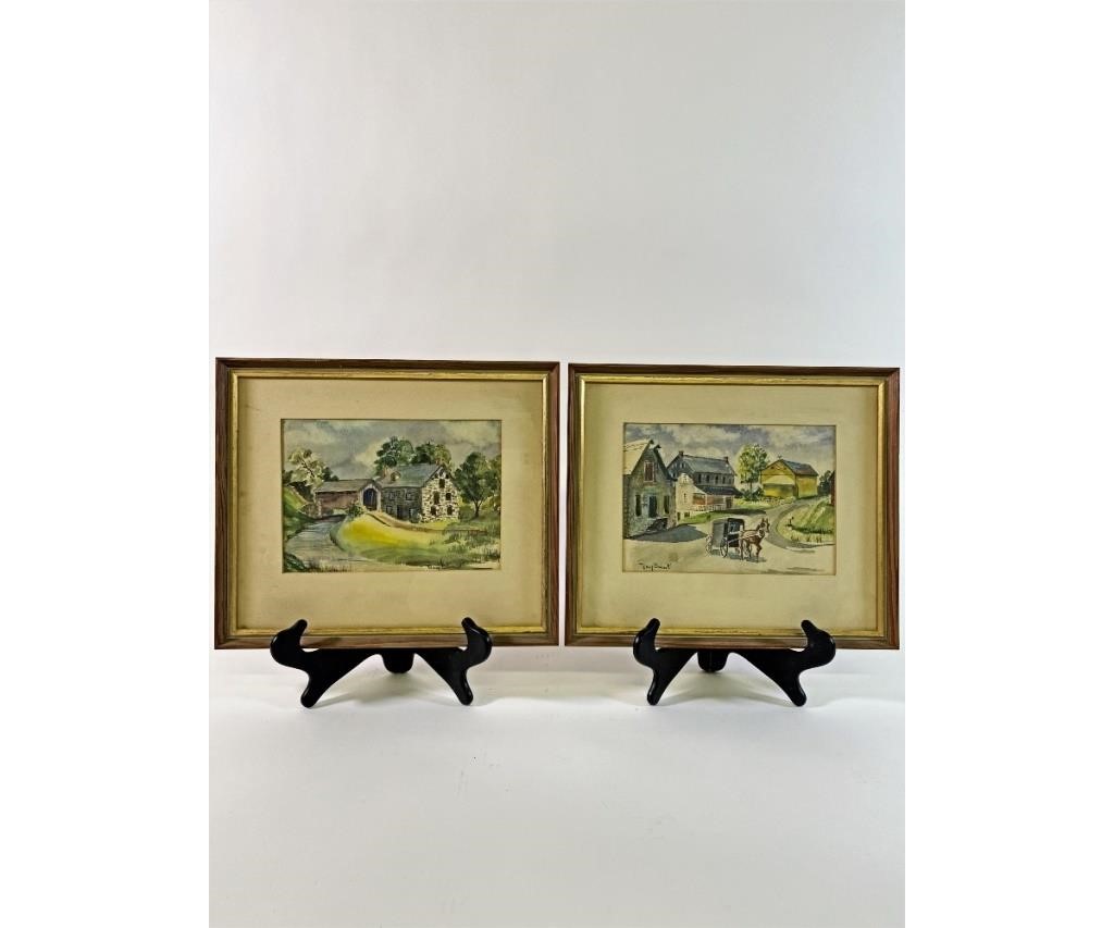 Appraisal: Two Terry Banzett framed and matted watercolors of Lancaster County