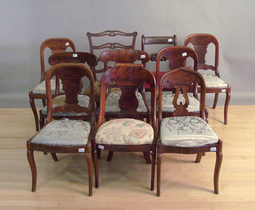 Appraisal: Nine sabre leg dining chairs th c together with a