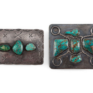 Appraisal: Navajo Silver and Turquoise Belt Buckles mid- th century lot