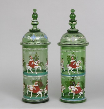 Appraisal: Pair Of Pharmacy Apothecary Display Jars Germany ca Two blown