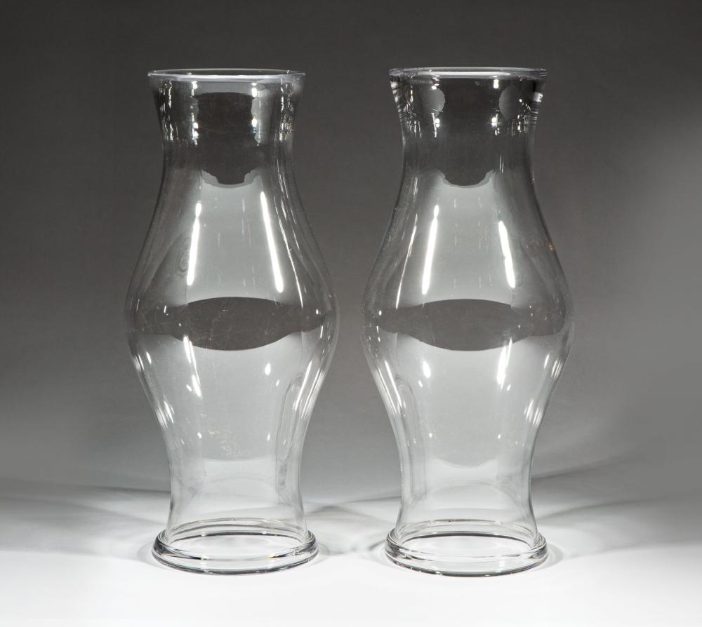 Appraisal: Pair of Blown Glass Hurricane Shades h in dia in