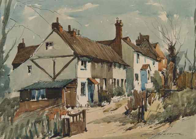 Appraisal: EDWARD WESSON - Cottages in Guildford signed in pencil lower