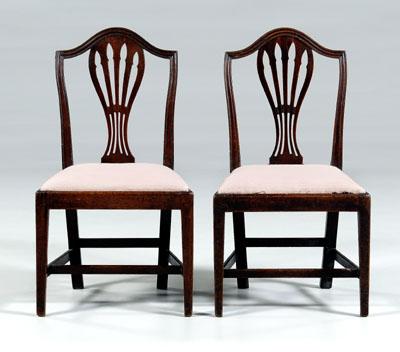 Appraisal: Pair Hepplewhite mahogany side chairs each with arched back and