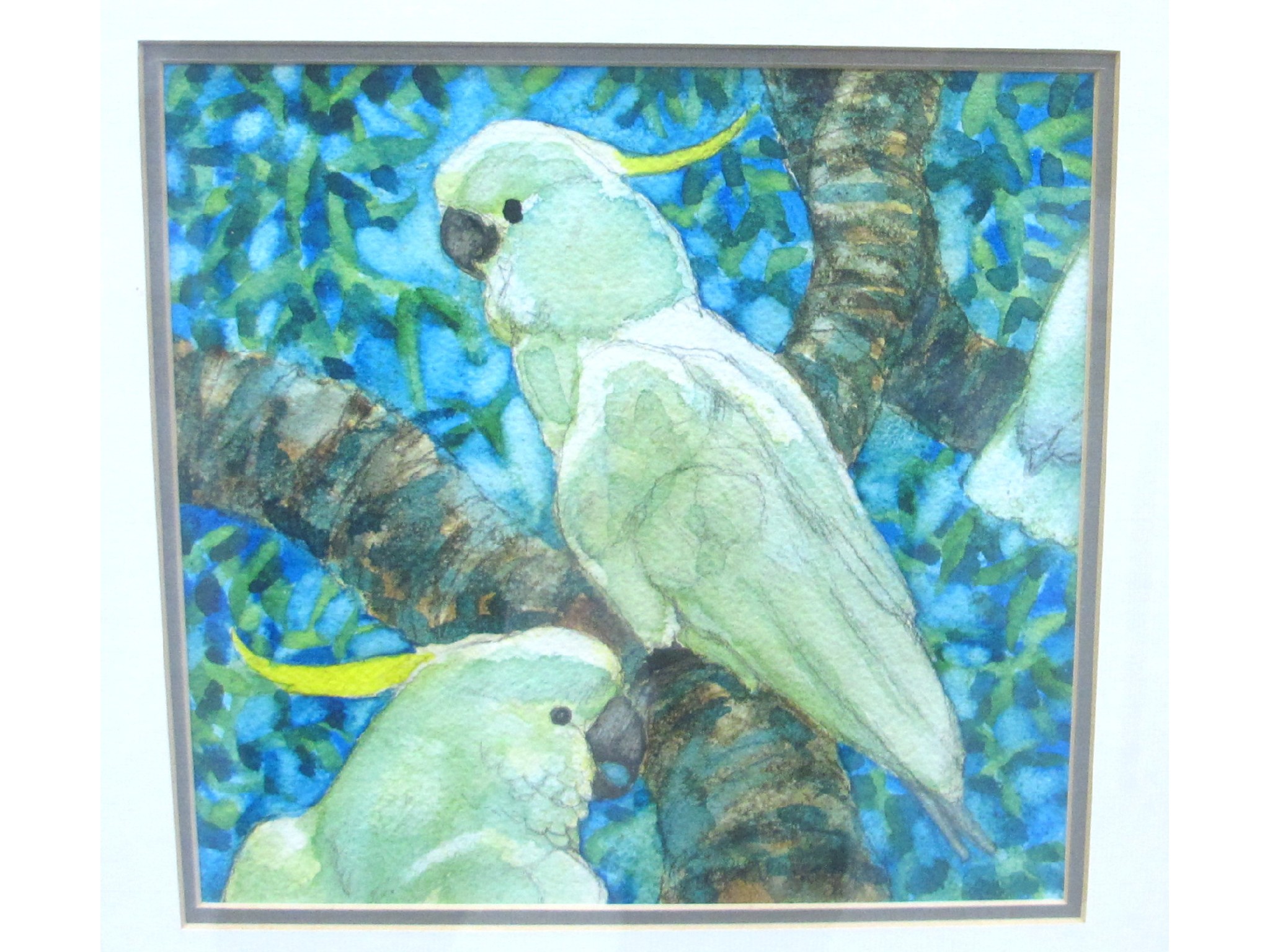 Appraisal: JOHN B FLEMING Sulphur crested cockatoos watercolour and Clare Sligo