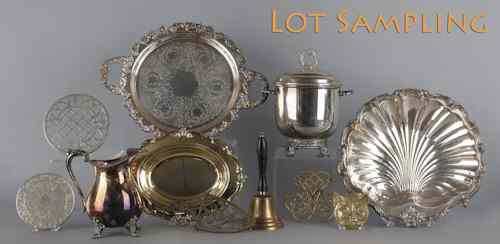 Appraisal: Large group of silver plate and other decorative metalware