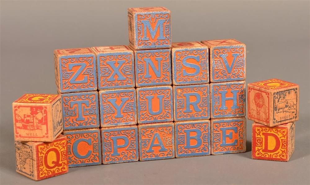 Appraisal: Set of Twenty Vintage Wood Alphabet Blocks Set of Twenty