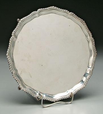 Appraisal: English silver tray scalloped rim gadroon border four pad feet