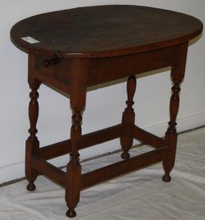 Appraisal: drawer oval top tavern table pine and maple stretcher base