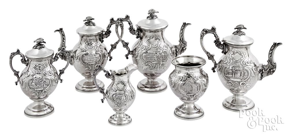 Appraisal: Silver plated tea and coffee service Silver plated tea and