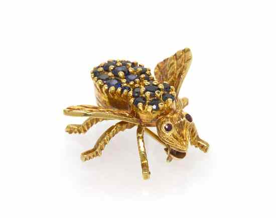 Appraisal: An Karat Yellow Gold and Sapphire Bee Brooch Herbert Rosenthal