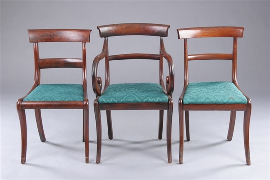 Appraisal: SET FIVE GEORGE IV MAHOGANY DINING CHAIRS Early-Mid th century