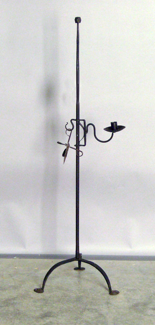 Appraisal: Wrought iron candlestand th c h Provenance Collection of Richard