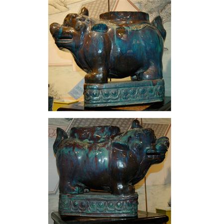 Appraisal: Pair of Chinese Flambe Glazed Ceramic Foo Dogs Estimate -