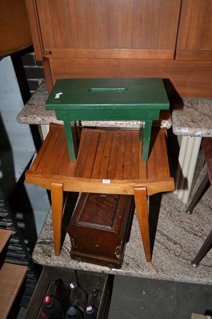 Appraisal: A GROUP LOT OF TWO STOOLS AND 'S SUITCASE A