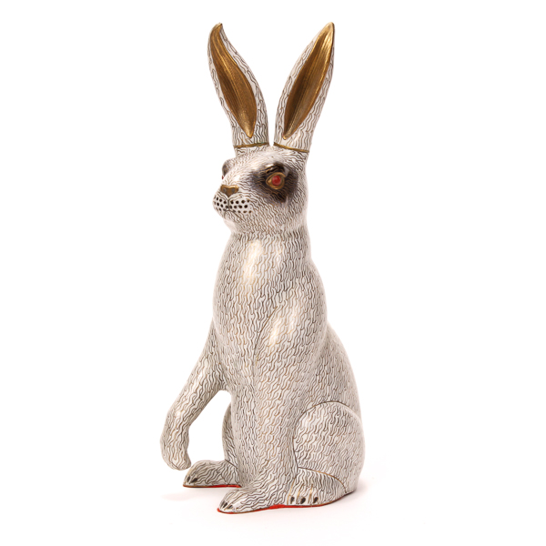 Appraisal: Large inch Chinese cloisonne white rabbit figure H x L