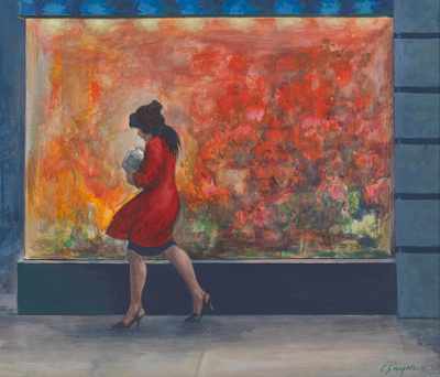 Appraisal: Clyde J Singer American - The Red Window Casein on