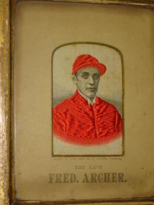 Appraisal: A STEVENGRAPH depicting Fred Archer in red silks inscribed mount