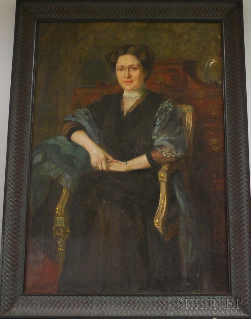 Appraisal: American School th Century Portrait of a Seated Woman Signed