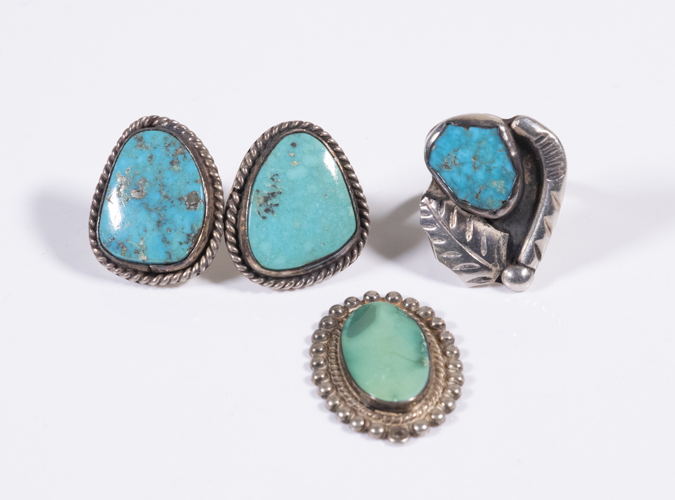 Appraisal: PCS SILVER TURQUOISE JEWELRY Pieces of Vintage Native American Crafted