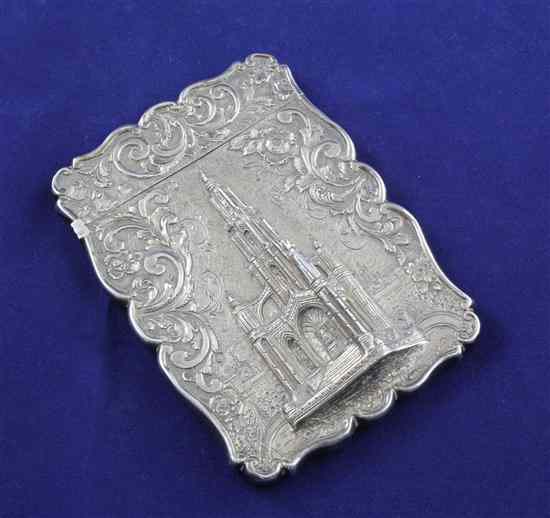 Appraisal: A Victorian silver castle top card case decorated in relief