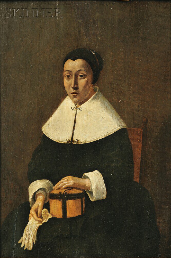 Appraisal: Dutch School th Century Portrait of a Seated Woman Holding