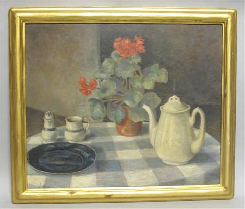 Appraisal: JOSEFA BACKUS AMERICAN - STILL LIFE WITH GERANIUM Oil on