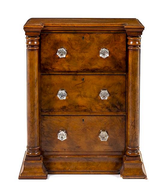 Appraisal: An Edwardian Burl Walnut Chest of Drawers Height x width