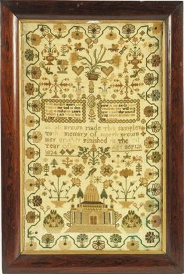 Appraisal: A William IV sampler worked by Sarah Brown to the