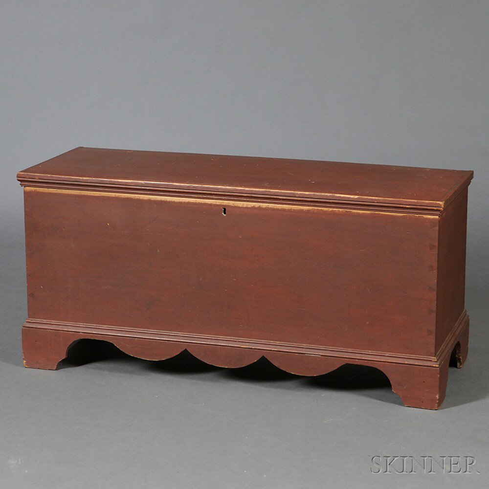 Appraisal: Red-painted Pine Six-board Chest New England early th century on