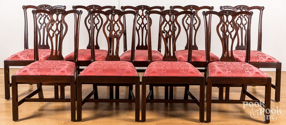 Appraisal: Nine Stickley Chippendale style dining chairs Set of nine Stickley