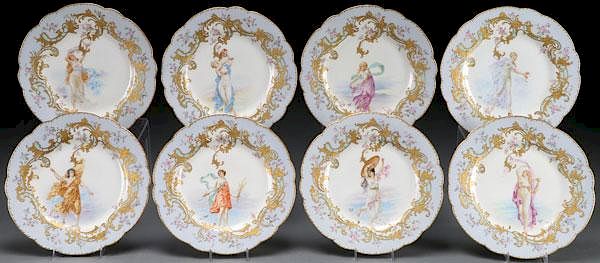 Appraisal: HAVILAND LIMOGES HAND PAINTED PLATES A GROUP OF EIGHT HAVILAND