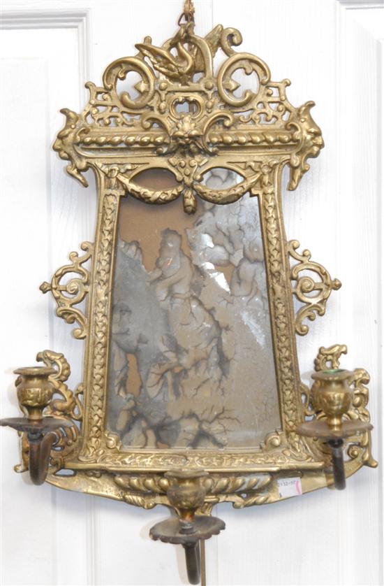 Appraisal: TH CENTURY GILT MIRROR SCONCE Italian cartouche form pierced carved