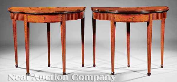 Appraisal: A Fine Pair of English Inlaid Satinwood Games Tables th