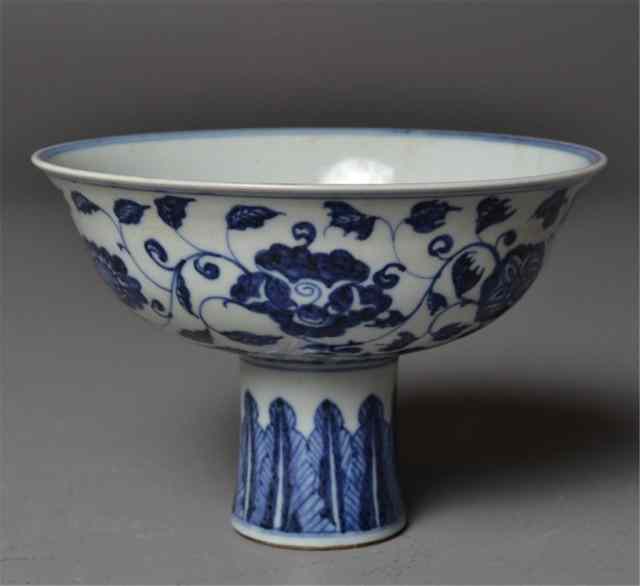 Appraisal: Chinese Ming Blue and White Porcelain Stem CupMing style blue