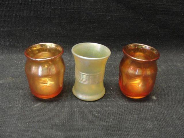 Appraisal: TIFFANY Favrile Glass Toothpick Holders Pair of amber colored with