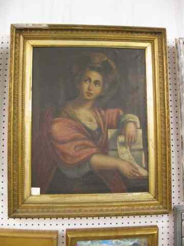 Appraisal: th Century Oil on Canvas portrait of young lady with