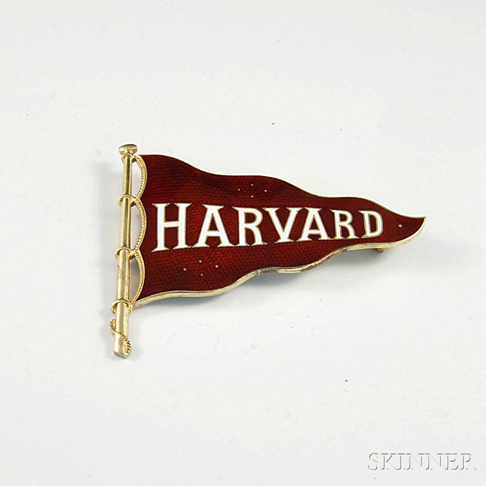 Appraisal: Sterling Silver and Enamel Harvard Pennant Brooch the silver pennant