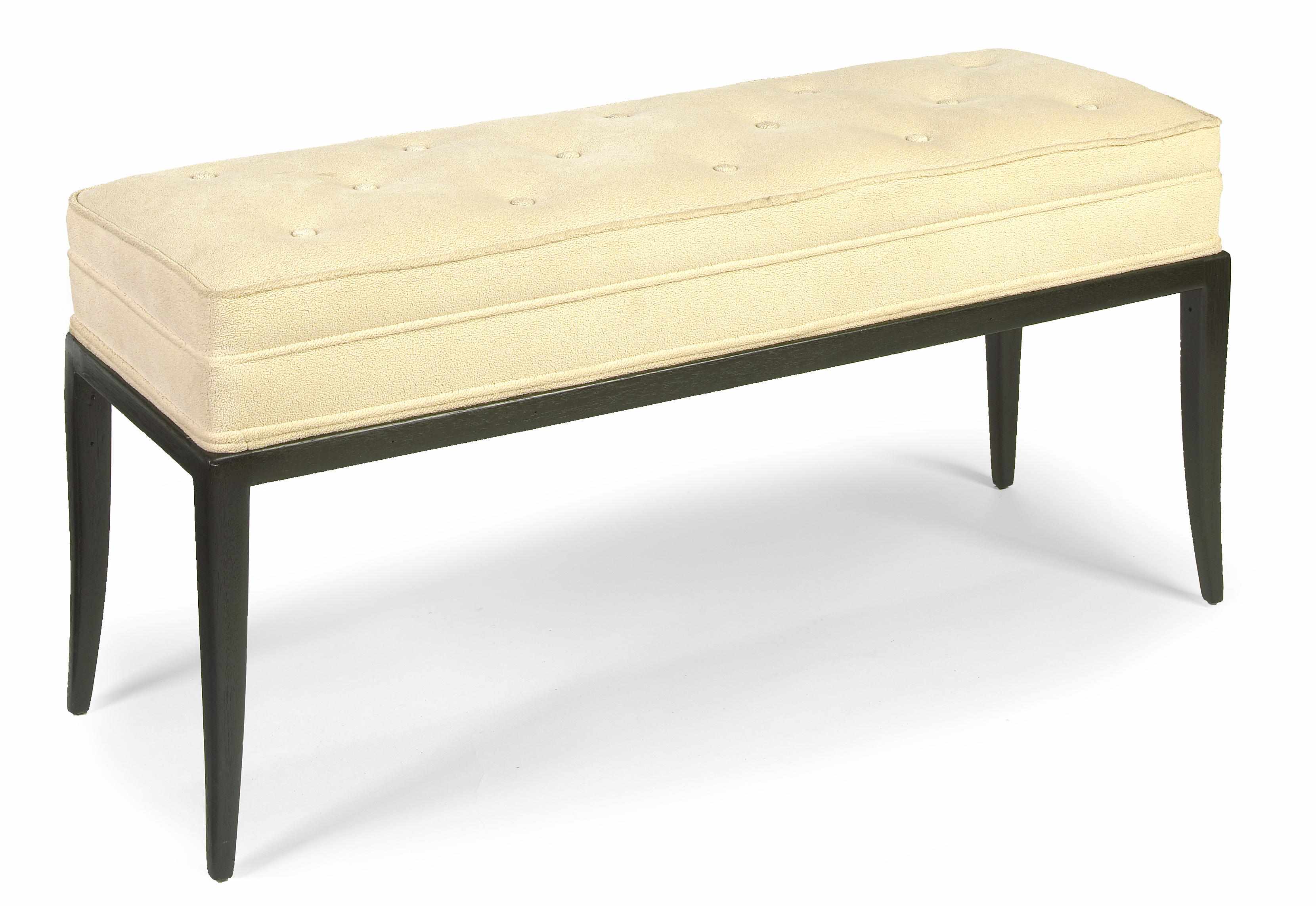 Appraisal: A Tommi Parzinger ebonized wood and upholstered bench mid- th