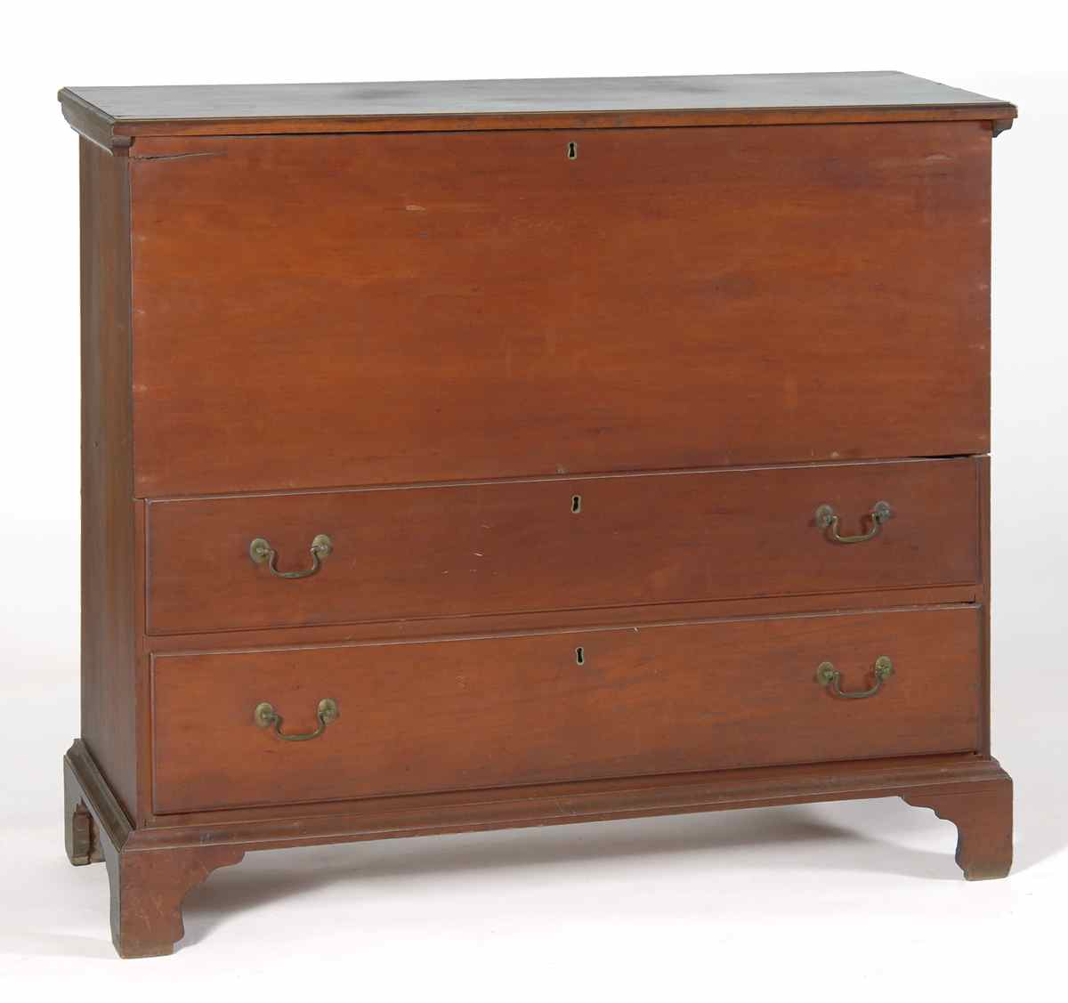 Appraisal: ANTIQUE AMERICAN TWO-DRAWER BLANKET CHEST In cherry with molded top