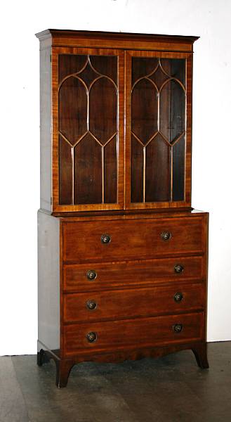 Appraisal: A Regency style mahogany secretary bookcase height ft in width