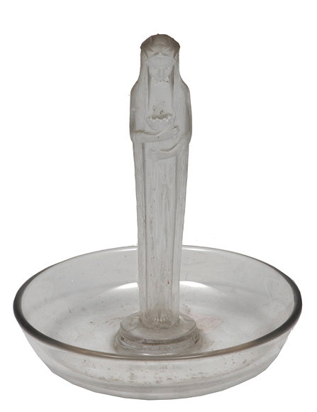 Appraisal: A RENE LALIQUE STATUETTE DE LA FONTAINE CIRCULAR GLASS ASHTRAY