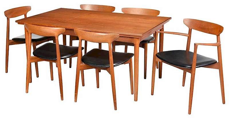 Appraisal: Danish Modern Teak Table and Six Chairs circa s five