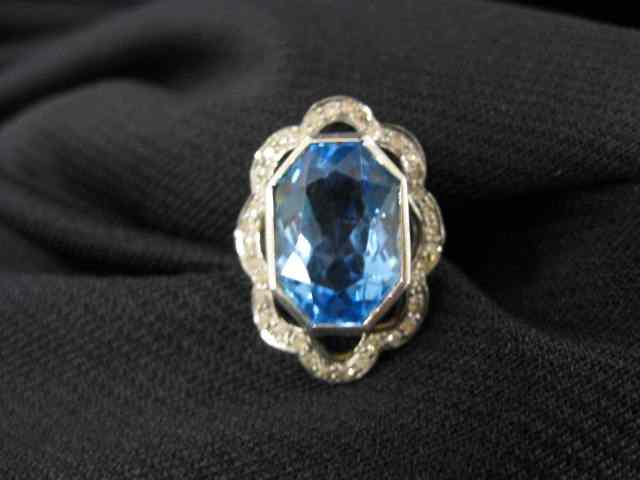 Appraisal: Blue Topaz Diamond Ring carat rich gem surrounded by diamonds