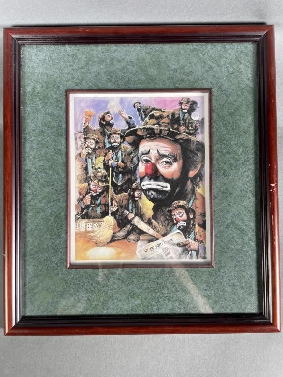 Appraisal: Two framed color prints of Emmett Kelly each measure x